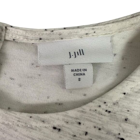 J Jill Small Tunic Cream Gray Black Speckled Ponte Cuffed Sleeve Top - Picture 4 of 7